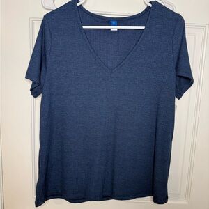 Old Navy Deep Blue Short Sleeve V-Neck Tee